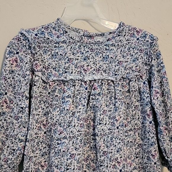 ZARA LIGHT BLUE DAINTY FLORAL LONG-SLEEVE PEASANT DRESS, SIZE 4-5 YEARS - Picture 2 of 9